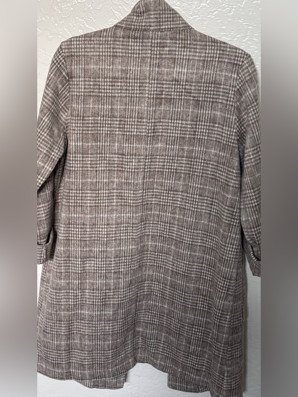 Shinestar Taupe Plaid Open-Front Trench Coat - Picture 7 of 7